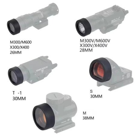 Protector de tapa de cubierta de lente de goma táctica para luz de arm