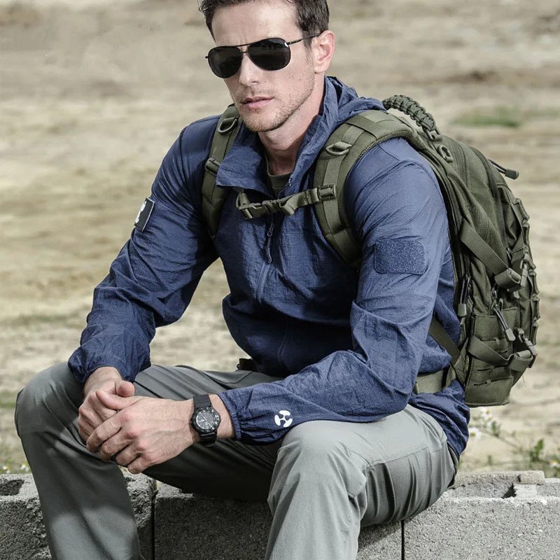Chaqueta táctica ligera de verano cortavientos para hombre impermeable