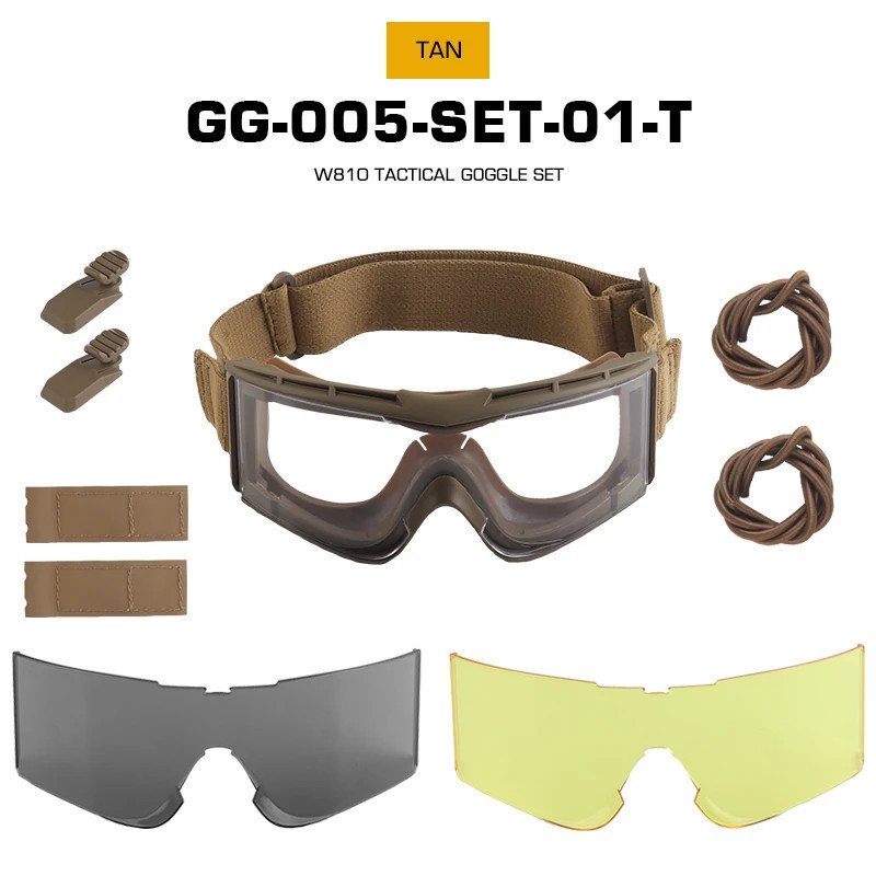 Juego de gafas de caza W810 con 3 lentes que se pueden montar en riel Juego de gafas de caza W810 con 3 lentes que se pueden montar en riel