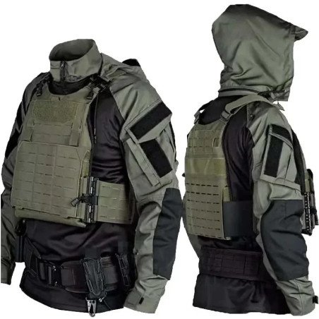 Camisas de combate táctico para hombre, camiseta transpirable de manga