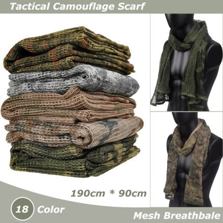 Bufanda de camuflaje, bufanda transpirable de malla táctica, velo faci