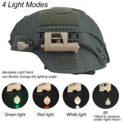 Luz táctica para casco, 4 modos, carga MPLS, LED, linterna para casco 