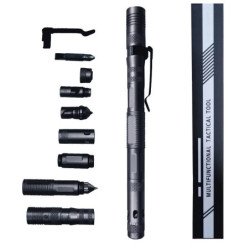 Bolígrafo Táctico Militar EDC con Linterna LED Rompevidrios Autodefens