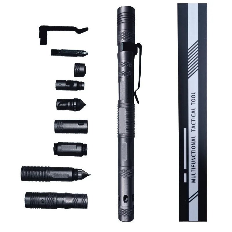 Bolígrafo Táctico Militar EDC con Linterna LED Rompevidrios Autodefens Bolígrafo Táctico Militar EDC con Linterna LED Rompevidrios Autodefens