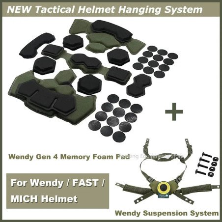 Almohadillas tácticas para casco, sistema de suspensión y casco Gen 4,