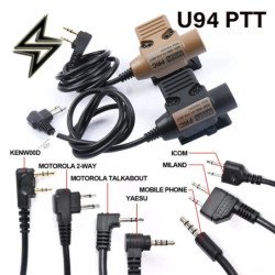 WADSN táctico militar U94 PTT 7,0 enchufe adaptador de auriculares par
