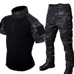 Conjuntos tácticos de verano para hombre, camisetas de manga corta tra