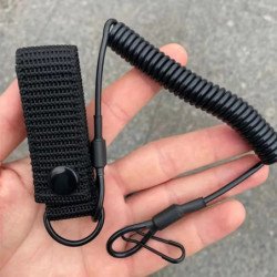 Cordón elástico táctico antipérdida, correa de seguridad de resorte, c