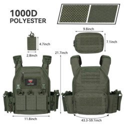 Chaleco táctico portador de placa verde Ranger con liberación rápida s