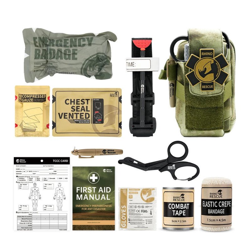 RHINO RESCUE EDC IFAK Kit de supervivencia para traumatismos bolsa tác
